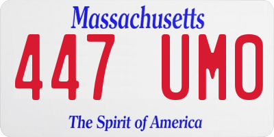 MA license plate 447UM0