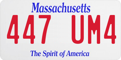 MA license plate 447UM4