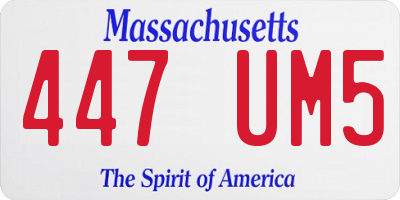 MA license plate 447UM5