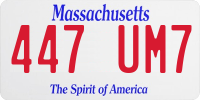MA license plate 447UM7