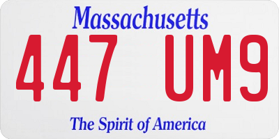 MA license plate 447UM9