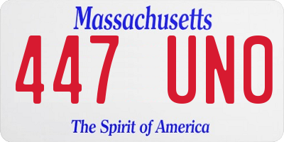 MA license plate 447UN0