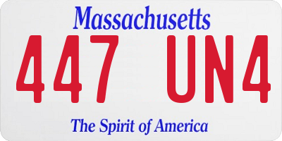 MA license plate 447UN4