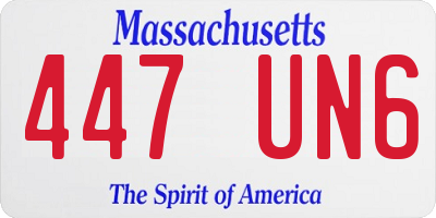 MA license plate 447UN6