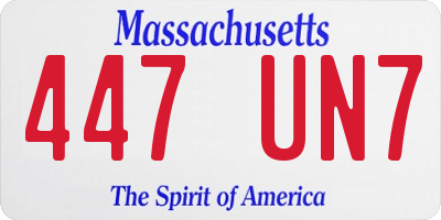 MA license plate 447UN7