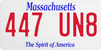 MA license plate 447UN8