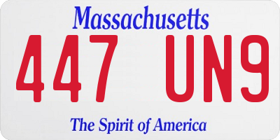 MA license plate 447UN9