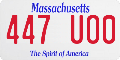MA license plate 447UO0