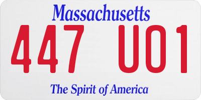 MA license plate 447UO1