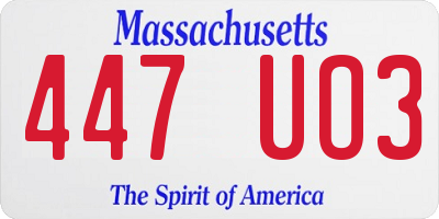 MA license plate 447UO3