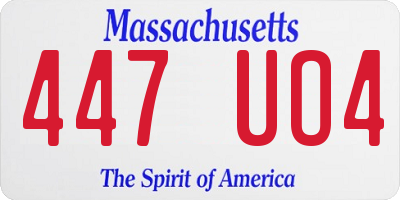 MA license plate 447UO4