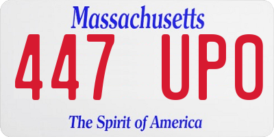 MA license plate 447UP0
