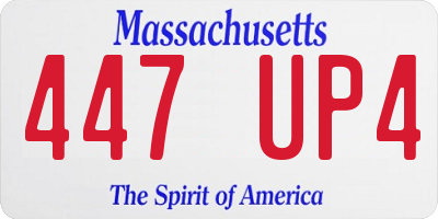 MA license plate 447UP4