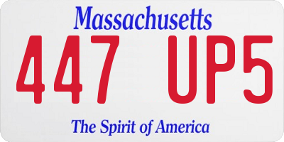 MA license plate 447UP5