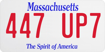 MA license plate 447UP7