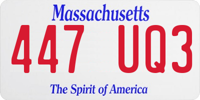MA license plate 447UQ3