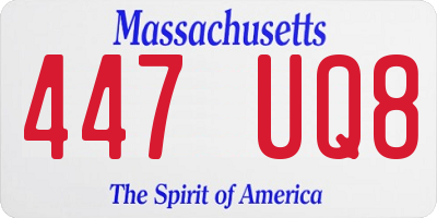 MA license plate 447UQ8