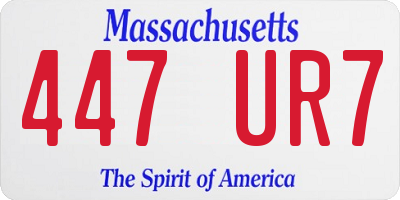 MA license plate 447UR7