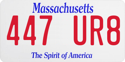 MA license plate 447UR8