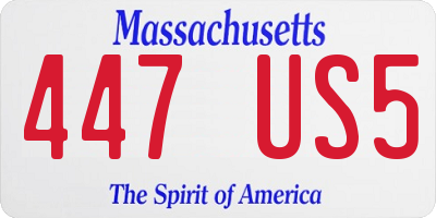MA license plate 447US5