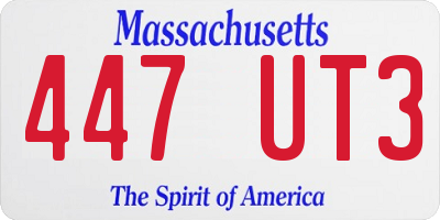 MA license plate 447UT3