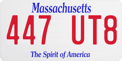 MA license plate 447UT8