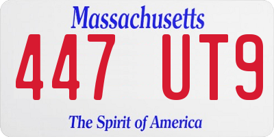 MA license plate 447UT9