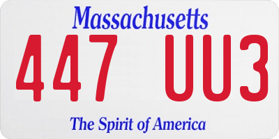 MA license plate 447UU3