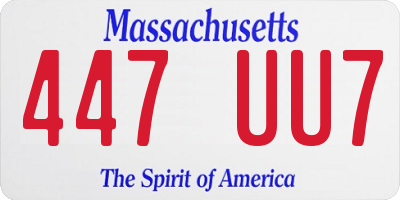 MA license plate 447UU7