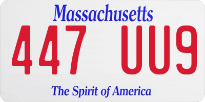 MA license plate 447UU9