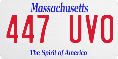 MA license plate 447UV0
