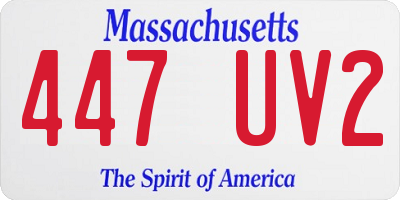 MA license plate 447UV2