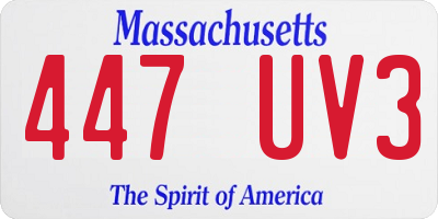 MA license plate 447UV3