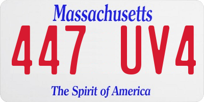 MA license plate 447UV4