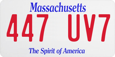 MA license plate 447UV7