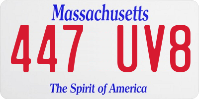 MA license plate 447UV8