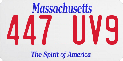 MA license plate 447UV9
