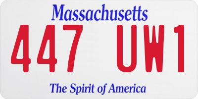 MA license plate 447UW1