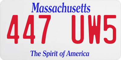 MA license plate 447UW5