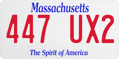 MA license plate 447UX2