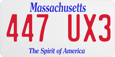 MA license plate 447UX3