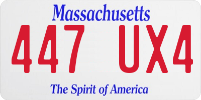 MA license plate 447UX4