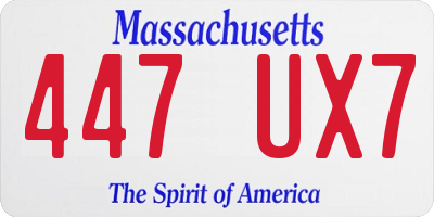 MA license plate 447UX7