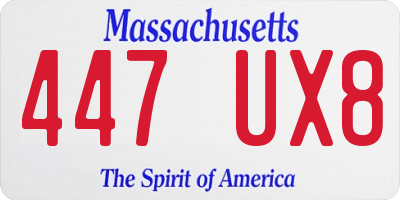 MA license plate 447UX8