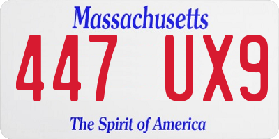MA license plate 447UX9