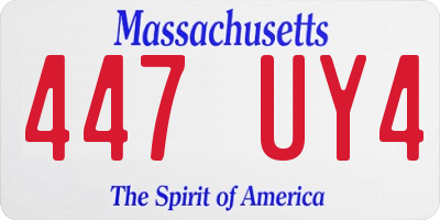 MA license plate 447UY4