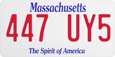 MA license plate 447UY5