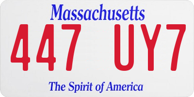 MA license plate 447UY7