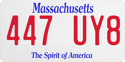 MA license plate 447UY8