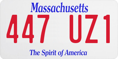 MA license plate 447UZ1